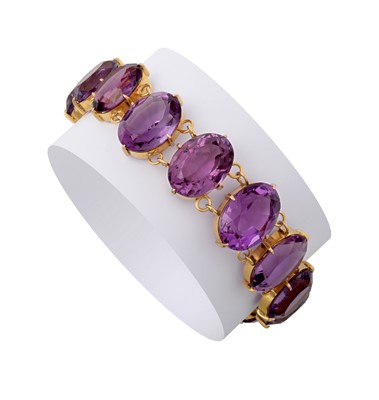 Lot 2364 - A Late 19th Century Amethyst Bracelet...