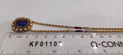 Lot 2276 - A Sapphire and Pearl Pendant Necklace the...