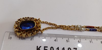 Lot 2276 - A Sapphire and Pearl Pendant Necklace the...