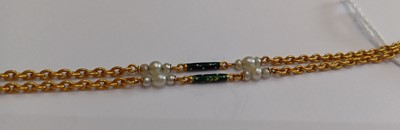 Lot 2276 - A Sapphire and Pearl Pendant Necklace the...