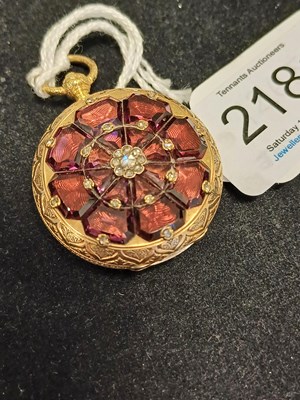 Lot 2181 - A Lady's Garnet and Diamond Set Fob Watch,...