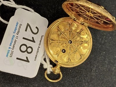 Lot 2181 - A Lady's Garnet and Diamond Set Fob Watch,...