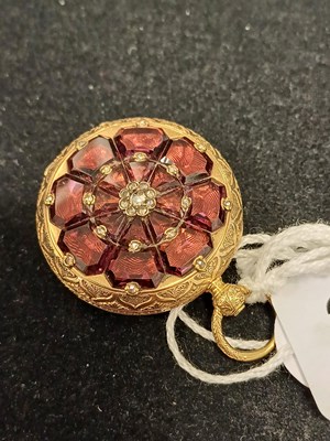 Lot 2181 - A Lady's Garnet and Diamond Set Fob Watch,...