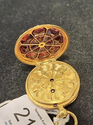 Lot 2181 - A Lady's Garnet and Diamond Set Fob Watch,...
