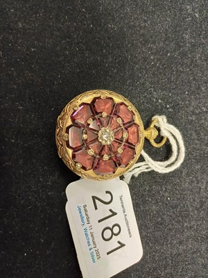Lot 2181 - A Lady's Garnet and Diamond Set Fob Watch,...