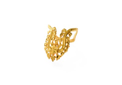 Lot 374 - A 22 Carat Gold Ring, of wavy design, with a...