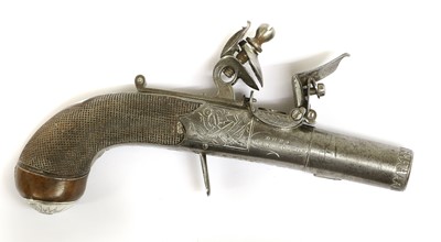 Lot 394 - An Early 19th Century Flintlock Pocket Pistol...