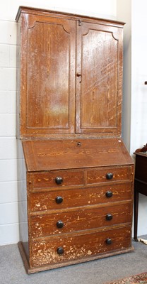 Lot 1252 - A Victorian Scumbled Pine Bureau Bookcase,...