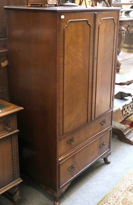 Lot 1271 - A Small Walnut Linen Cabinet, fitted with two...