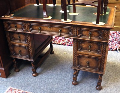 Lot 1274 - An Early 20th Century Waring & Gillow Oak Desk,...