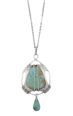 Lot 2280 - An Arts & Crafts Turquoise Pendant on Chain,...