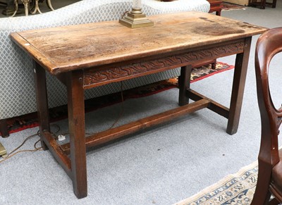 Lot 1424 - A 17th Century Oak Plank Top Table, 135cm by...