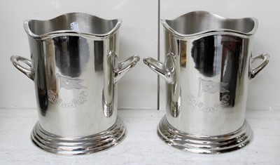 Lot 27 - A Pair of Plated Ice Buckets, of cylindrical...