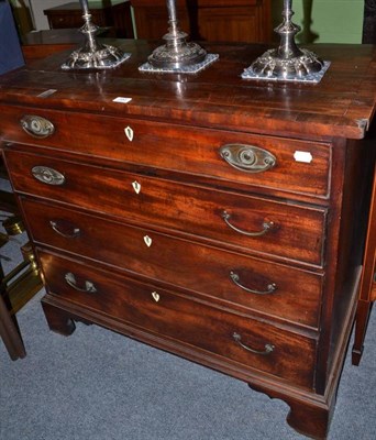 Lot 590 - A Georgian mahogany inlaid four height chest of drawers