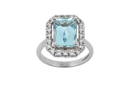 Lot 2226 - An 18 Carat White Gold Aquamarine and Diamond...