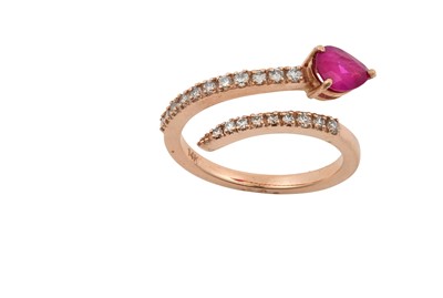 Lot 2219 - A Ruby and Diamond Ring the rose plain...