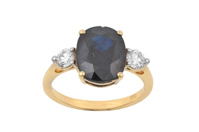 Lot 2218 - A Sapphire and Diamond Three Stone Ring the...