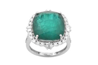 Lot 2309 - An Emerald and Diamond Cluster Ring the...