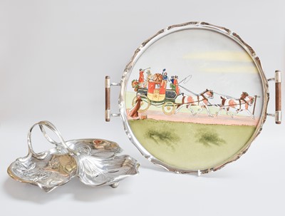 Lot 141 - WMF Art Nouveau silver plated dish and a twin...