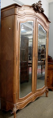 Lot 1307 - A French Kingwood Mirror Fronted Armoire, with...