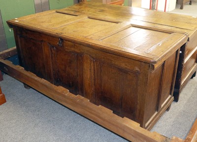 Lot 1391 - An 19th Century Three Panel Oak Coffer, 144cm...