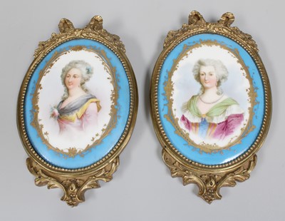 Lot 61 - A Pair of French Sevres Style Oval Porcelain...