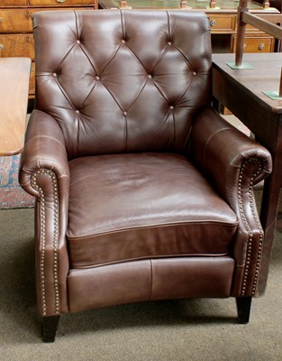 Lot 1281 - A Modern Brown Leather Button Chair