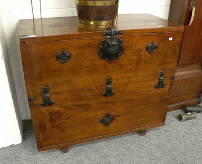 Lot 1372 - A Oriental Hardwood Cabinet, with ironwork...