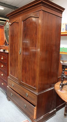 Lot 1343 - An Edwardian Inlaid Mahogany Two Door Wardrobe,...