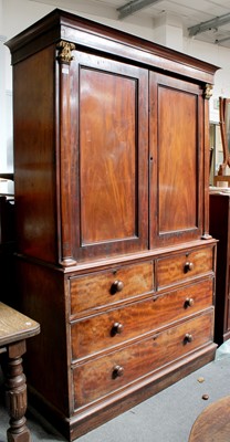 Lot 1340 - A George III Mahogany Linen Press, 135cm by...