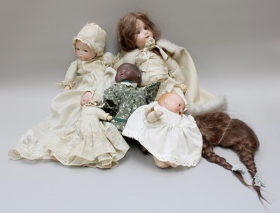 Lot 240 - Bisque Head Dolls, comprising Armand Marseille...