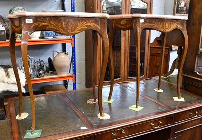 Lot 1302 - A Pair of Satinwood Serpentine Fronted Tables,...