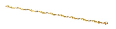 Lot 380 - An 18 Carat Bi-Colour Gold Bracelet, yellow...