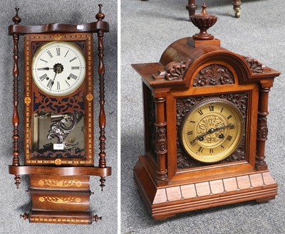 Lot 1364 - A Rosewood Inlaid Striking Drop Dial Wall...