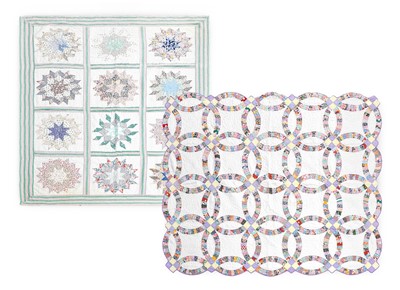 Lot 2076 - Circa 1930s Multi Star Pattern Patchwork Quilt,...