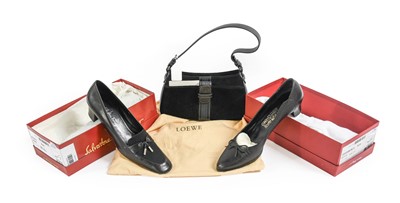 Lot 2112 - Pair of Salvatore Ferragamo Black Leather...