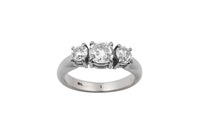 Lot 2252 - A Diamond Three Stone Ring the graduated old...