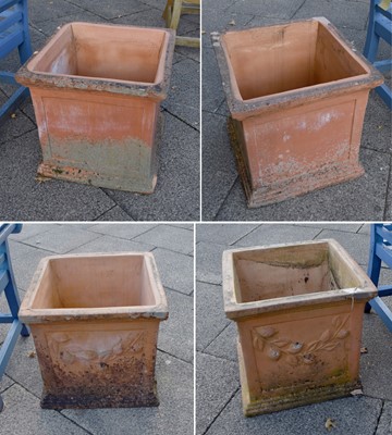 Lot 1257 - A Pair of Square Form Terracotta Planters,...