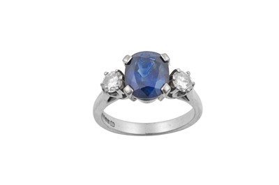 Lot 2243 - An 18 Carat White Gold Sapphire and Diamond...