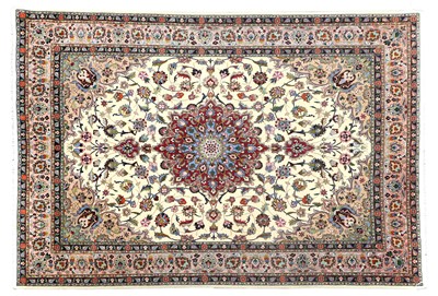 Lot 672 - Part Silk Tabriz Rug of Unusual Size North...