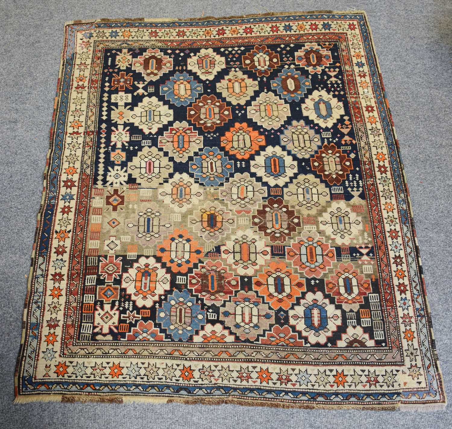 Lot 1225 - Kuba Rug, the indigo lattice field of...