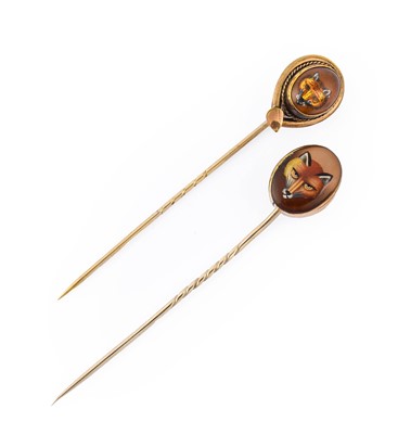 Lot 11 - Two Essex Crystal Reverse Intaglio Stick Pins,...