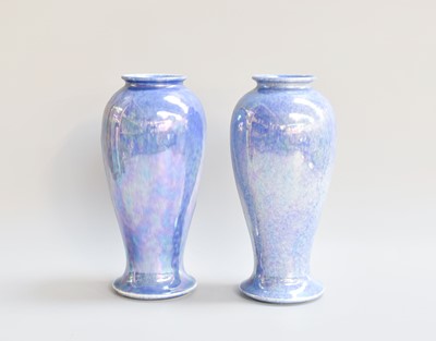 Lot 255 - A Pair of Ruskin Pottery Blue Lustre Vases, of...