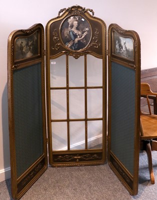 Lot 1208 - A Glazed and Giltwood Three Fold Dressing...