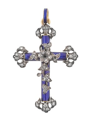 Lot 2376 - A Late 19th Century Enamel and Diamond Cross...