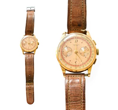 Lot 326 - An 18 Carat Gold Chronograph Wristwatch, circa...