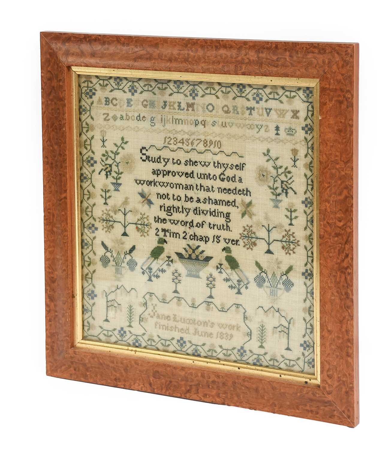 Lot 127 - An Alphabet and Verse Sampler worked by Jane...