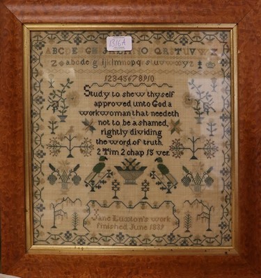 Lot 127 - An Alphabet and Verse Sampler worked by Jane...