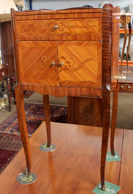 Lot 1294 - A Reproduction French Inlaid Bedside Table,...