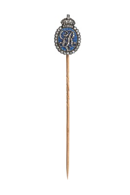 Lot 2357 - An Enamel and Diamond Stick Pin of Royal...